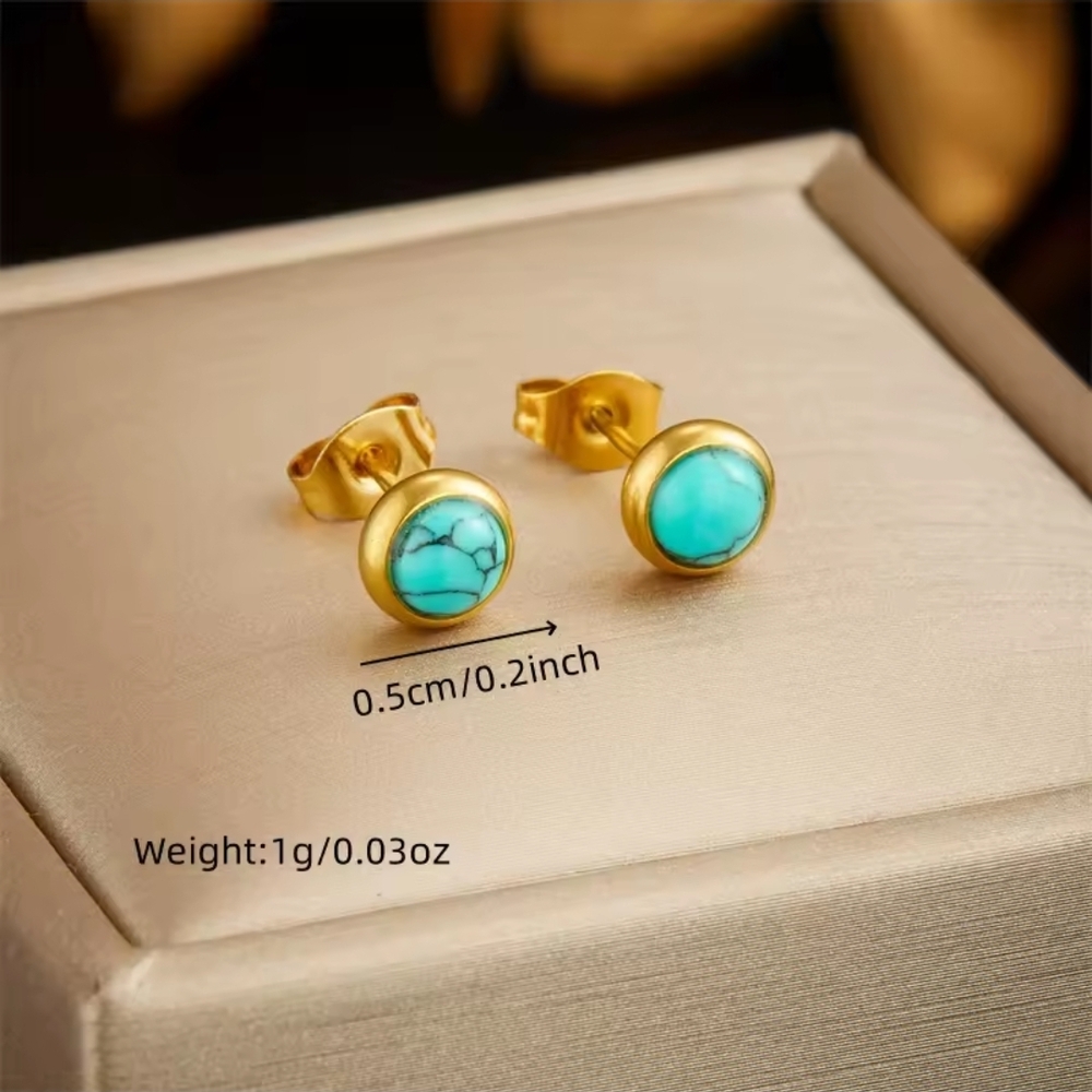 Gold and Turquoise Necklace and Earring Set - Picture 2 of 5